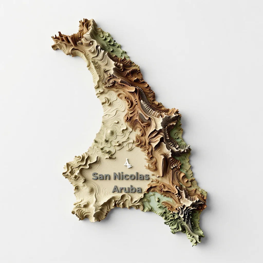 San Nicolas, Aruba 3D Topographic