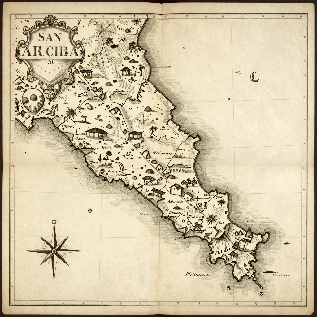 San Nicolas, Aruba Vintage Map