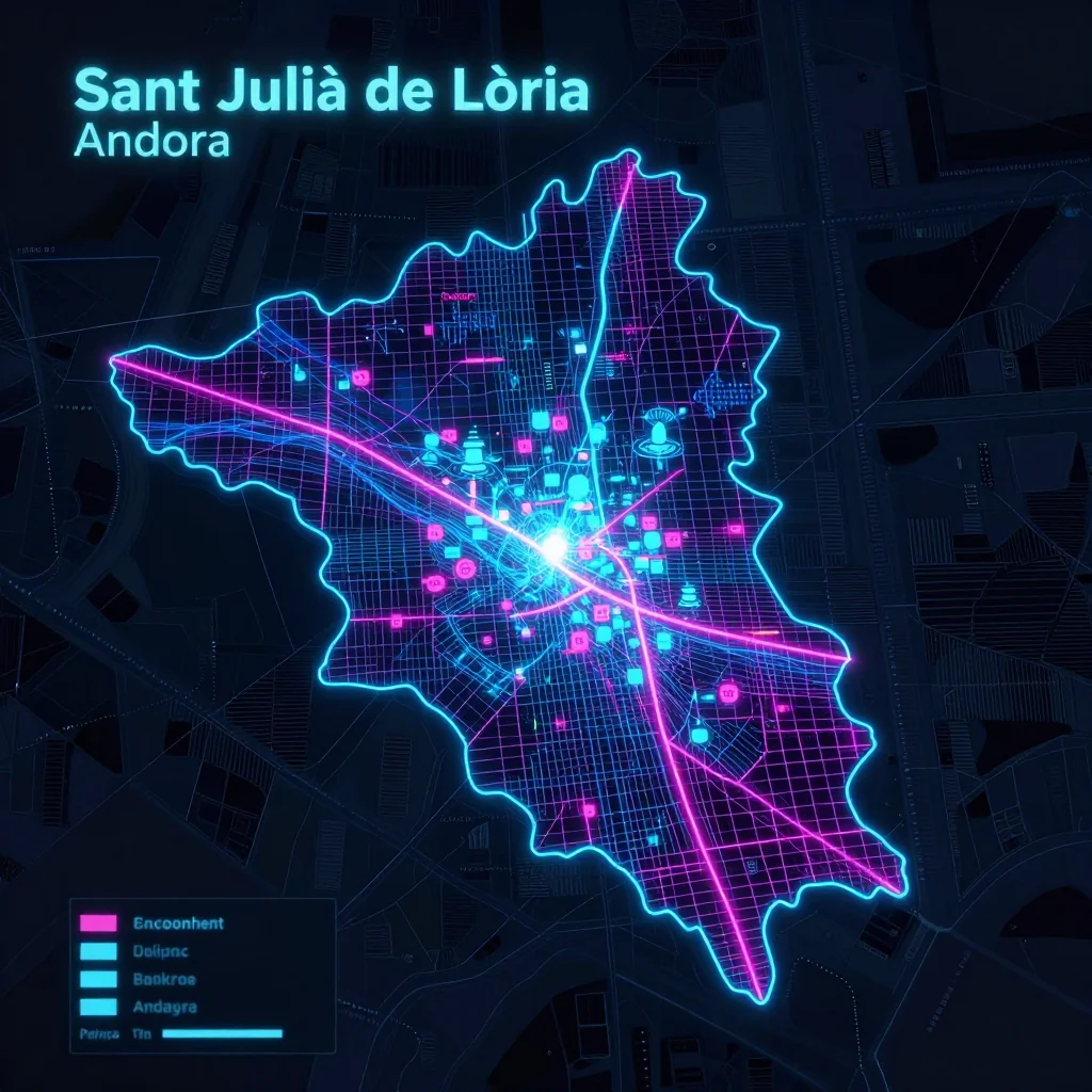Sant Julià de Lòria, Andorra Cyberpunk Map