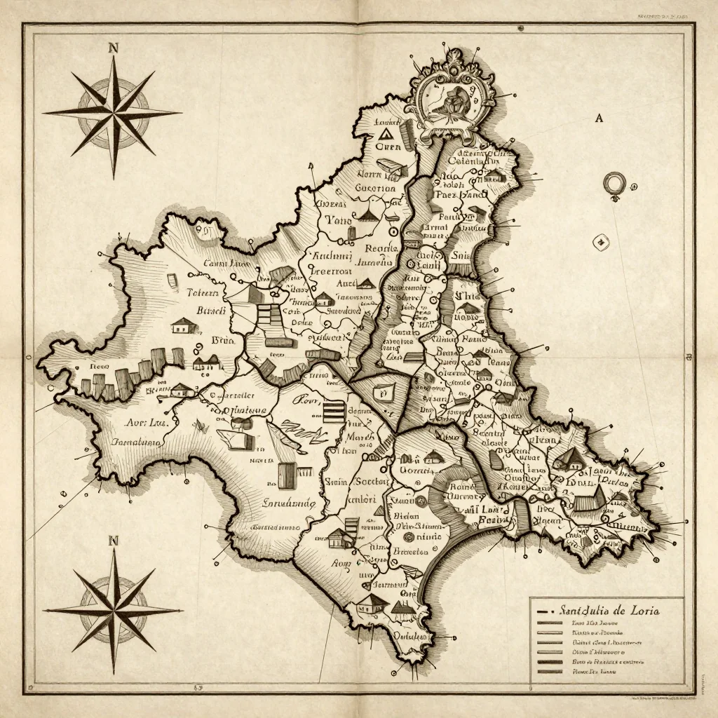 Sant Julià de Lòria, Andorra Vintage Map