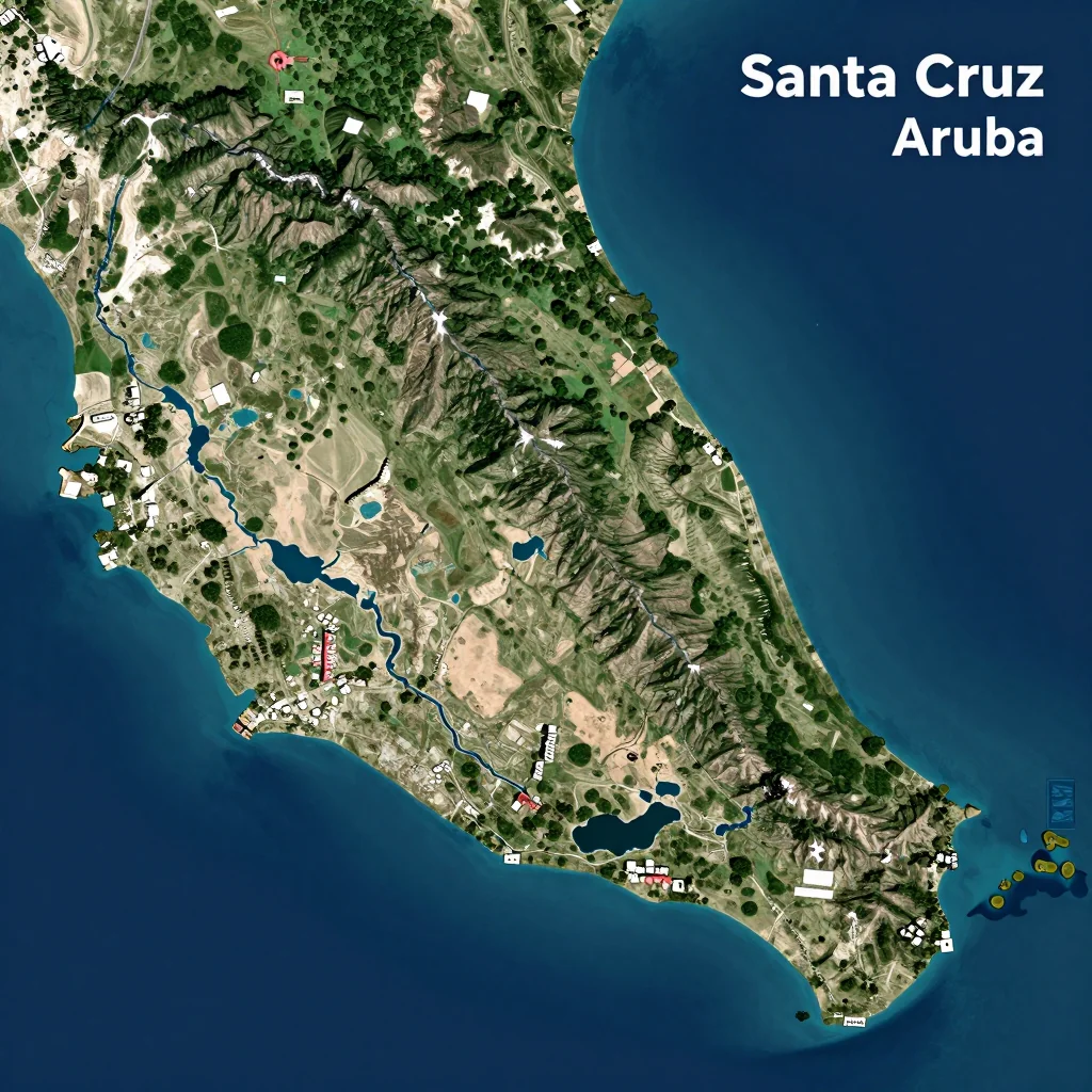 Santa Cruz, Aruba - Physical Geography Map Santa Cruz, Aruba Physical Geography Map