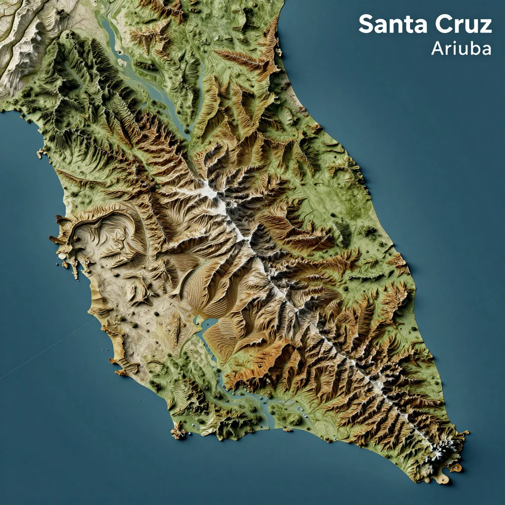 Santa Cruz, Aruba - Topographic Map Santa Cruz, Aruba Topographic Map