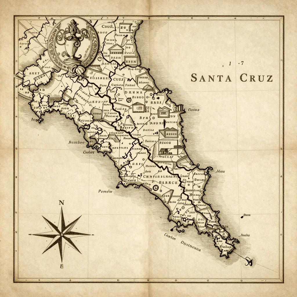 Santa Cruz, Aruba Vintage Map