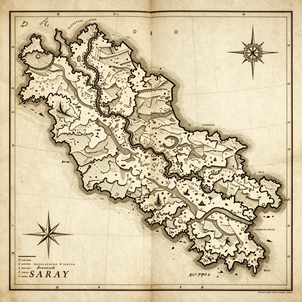 Saray, Azerbaijan Vintage Map