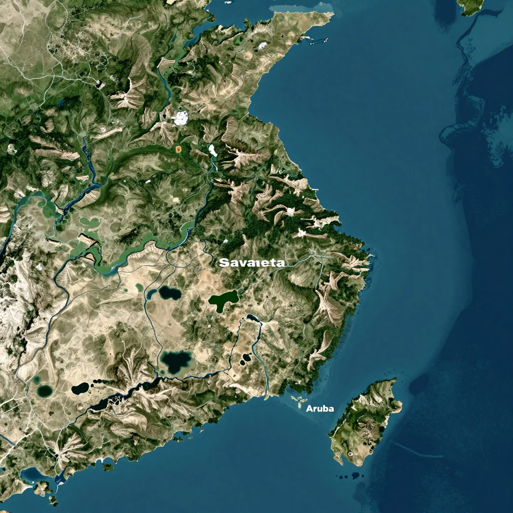 Savaneta, Aruba Physical Geography Map