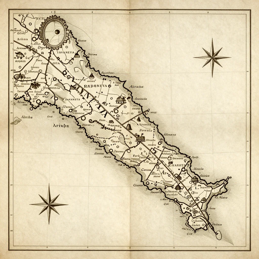 Savaneta, Aruba Vintage Map