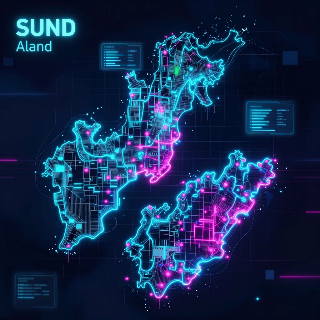 Sund, Aland Islands Cyberpunk Map