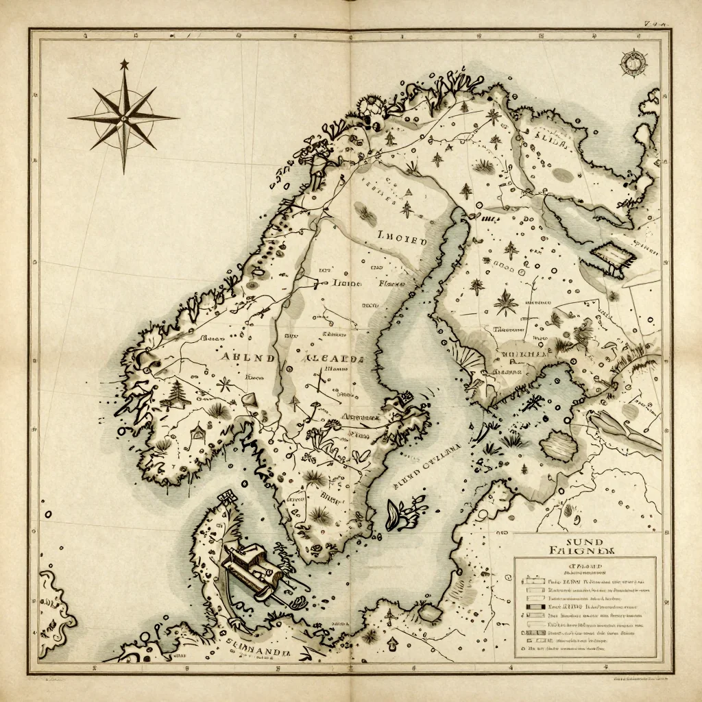 Sund, Aland Islands Vintage Map