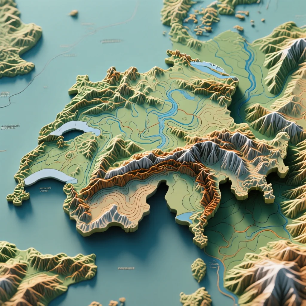 Switzerland Topographic Map - Elevation Contours and Terrain Features