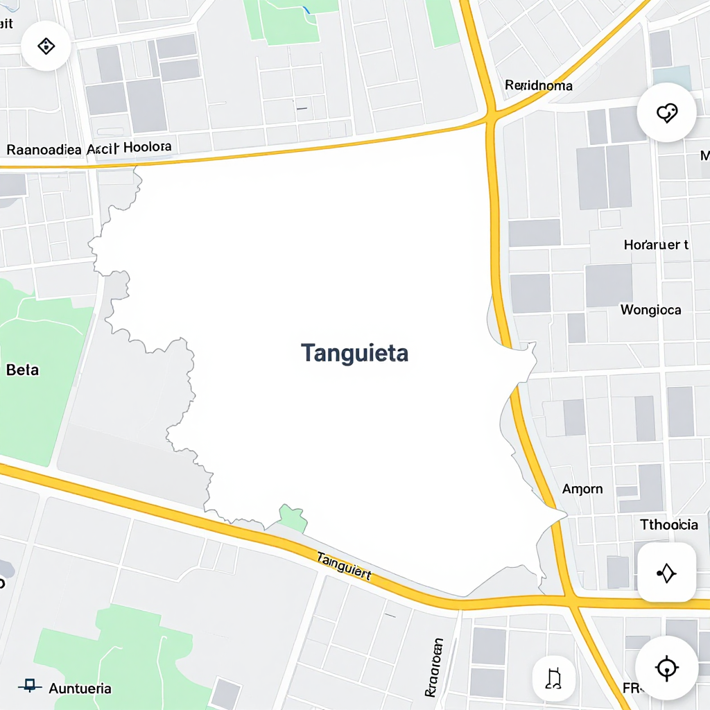 Detailed street map showing roads, highways, neighborhoods, and urban layout of Tanguieta, Benin