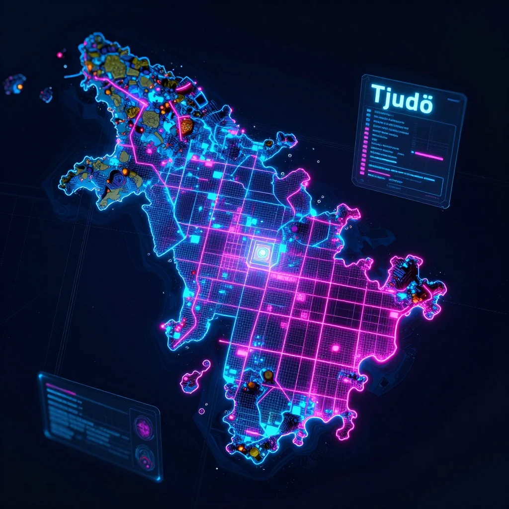 Tjudö, Aland Islands Cyberpunk Map
