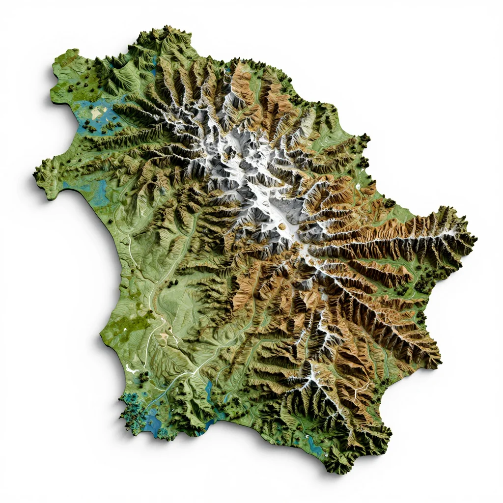 3D topographic map showing elevation contours, mountain ranges, and terrain features of Valley of Peace, Belize