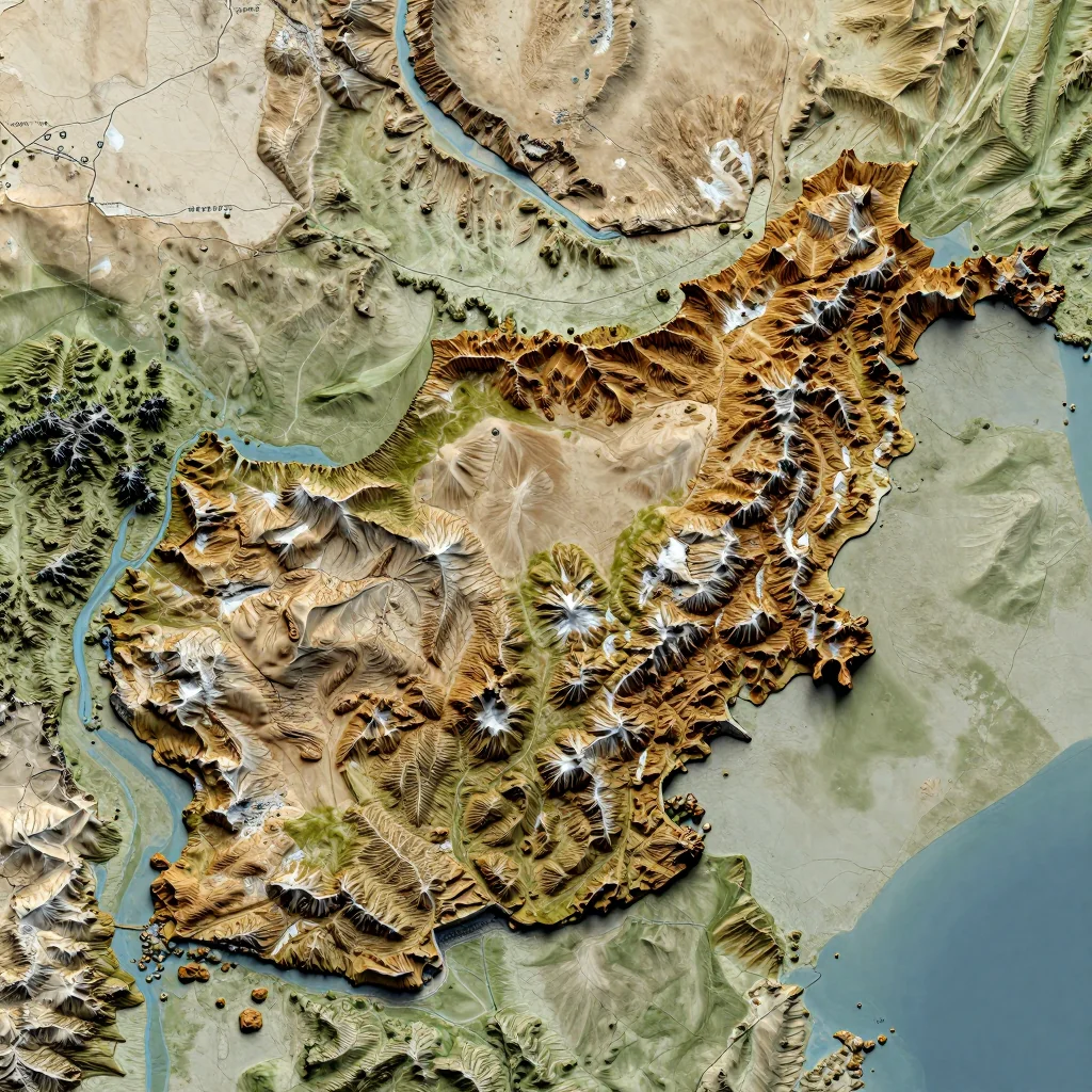 Wākhān, Afghanistan Topographic Map