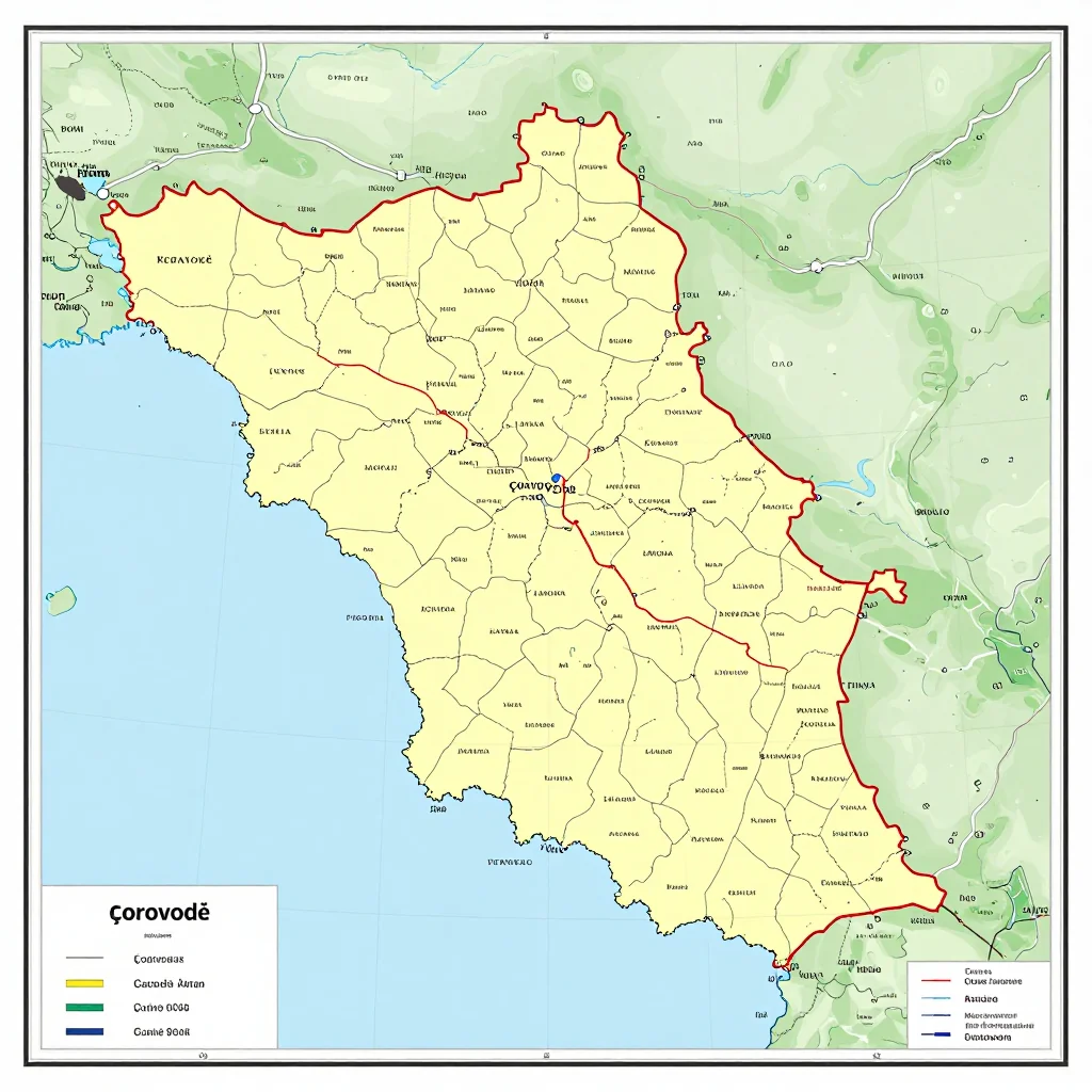 Çorovodë, Albania - Political Map Çorovodë, Albania Political Map