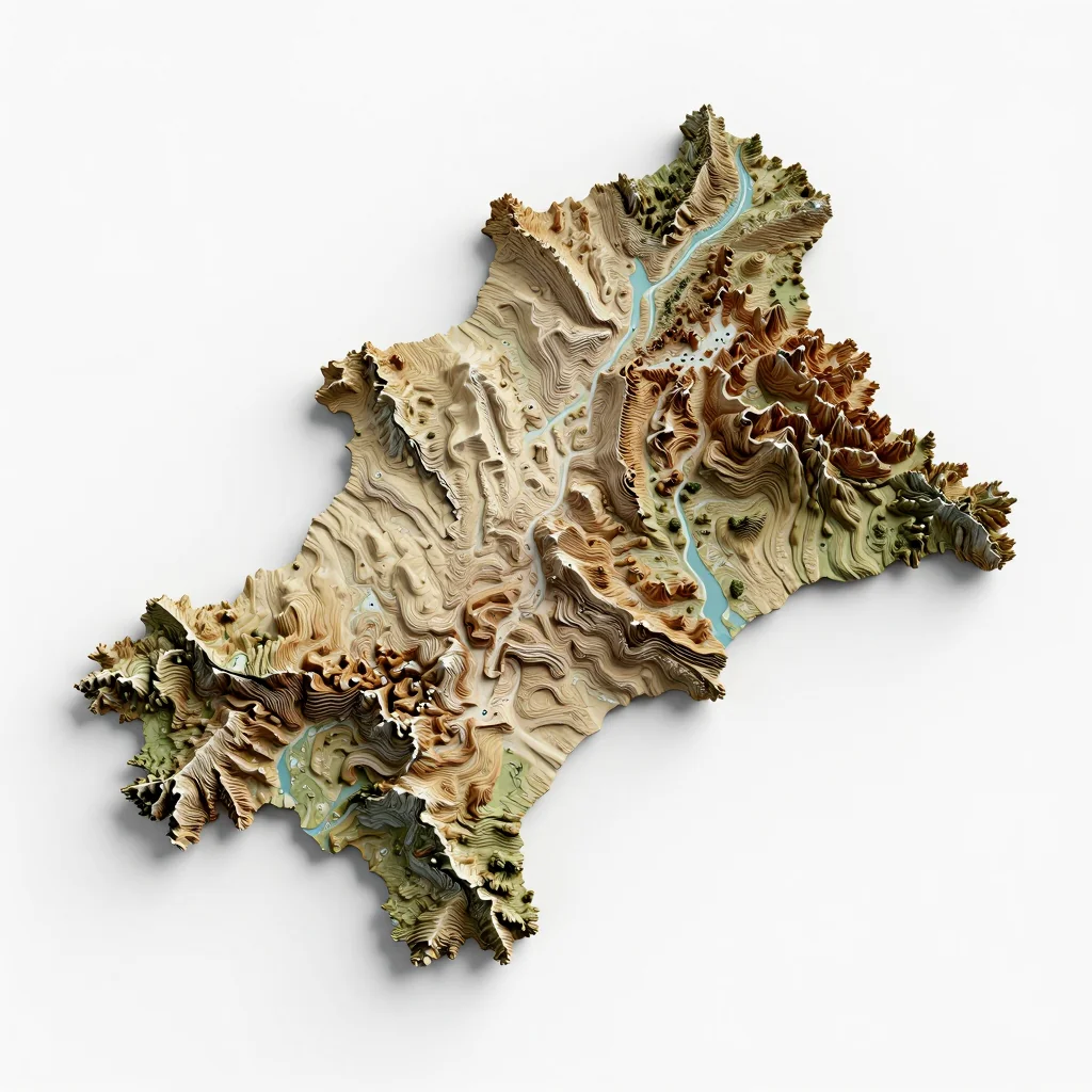 Çorovodë, Albania - 3D Topographic Çorovodë, Albania 3D Topographic