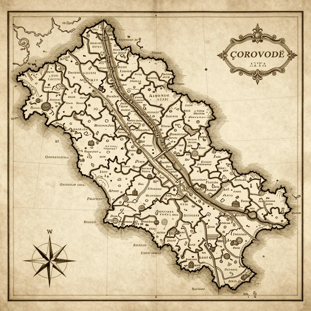 Çorovodë, Albania - Vintage Map Çorovodë, Albania Vintage Map