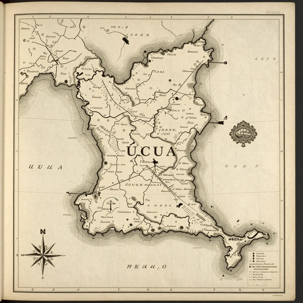 Úcua, Angola Vintage Map